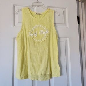 We The Free Light Yellow White Beach Surf Open Back Hi Lo Sleeveless Top Large